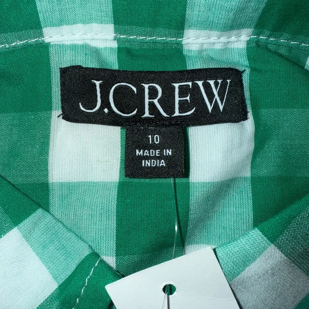 J. Crew Garçon cotton voile shirt in gingham Green and White Button-Up Sz 10 nwt
